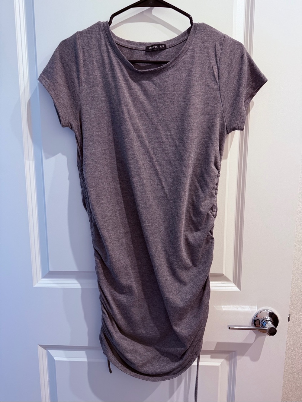 Women's Gray Ruched Side Tee Dress